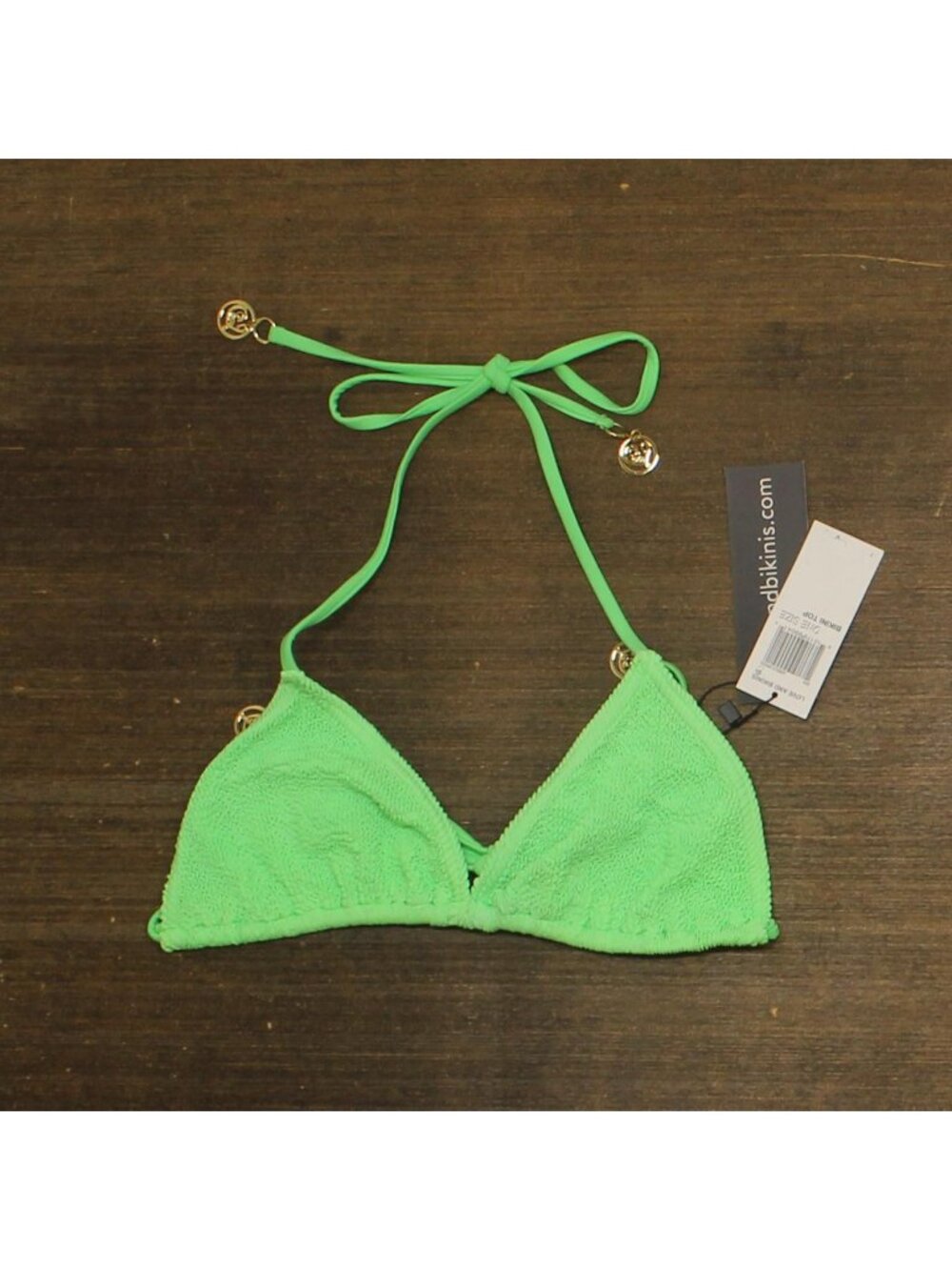 NWT Love & Bikinis Textured Triangle Bikini Swim Top Jungle Green